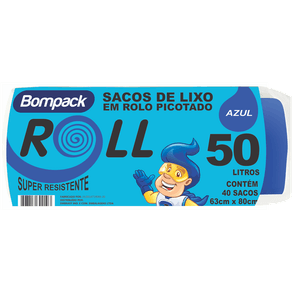 Bompack Saco P/Lixo Az 50Lt Roll C/40