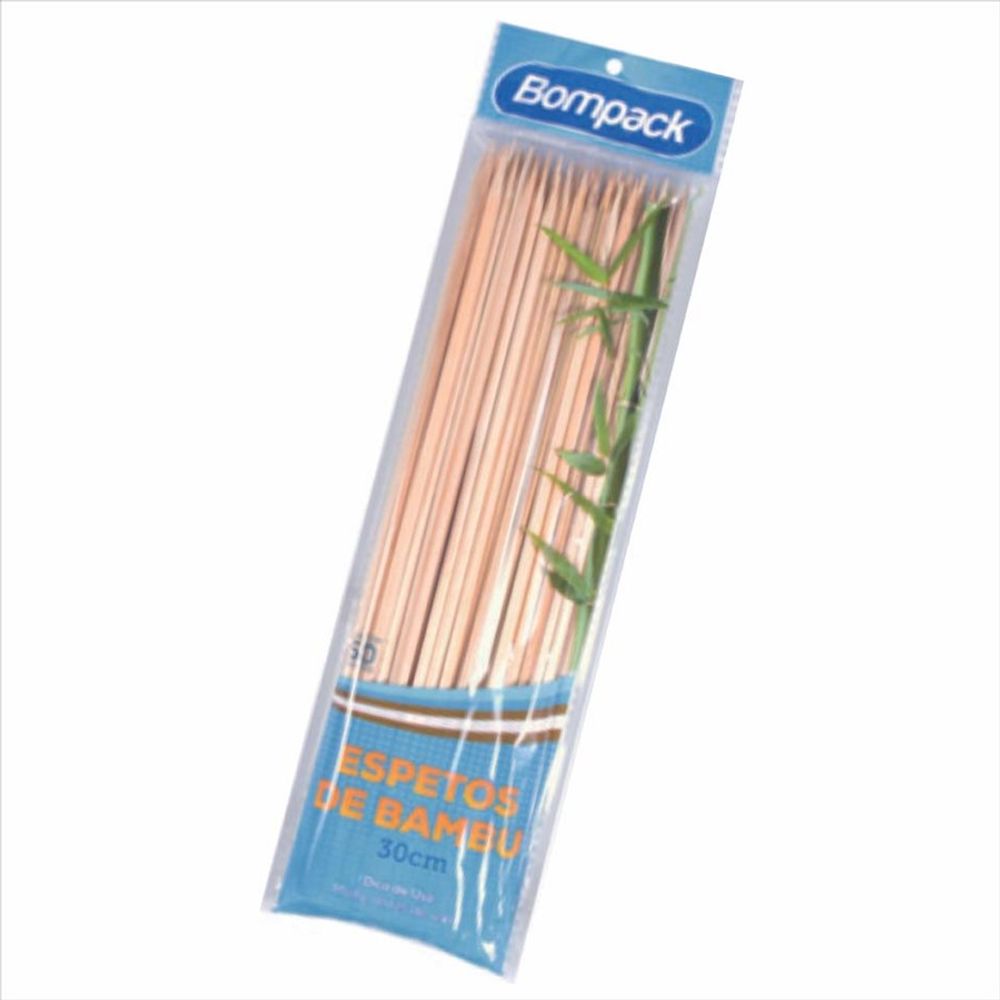 Espetos Bambu (de 18cm, 25cm e 30cm) - Braplas Embalagens