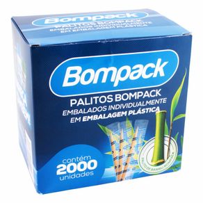 Bompack Palito Dente Bambu Emb Plast C/2000