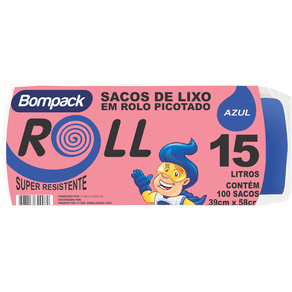 Bompack Saco P/Lixo Az 15Lt Roll C/80