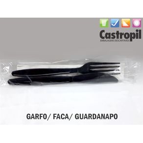 Mac Kit Garfo/Faca/Guard Supreme Preto C/100