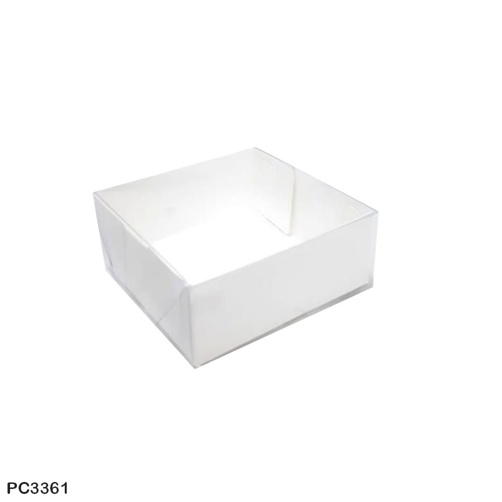 Caixa Para Doces de Papel com Tampa de PVC Quadrado N°3 Branco com 10 un YINPACK