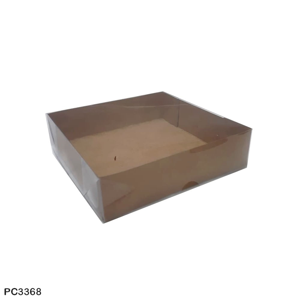 Caixa Para Doces de Papel com Tampa de PVC Quadrado N°06 Kraft com 10 un YINPACK